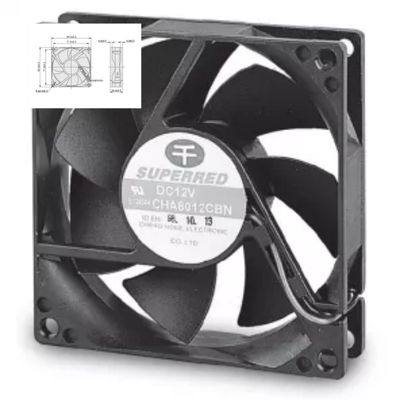 12V DC Hitam Bingkai Kipas Pendingin Plastik PBT 94V0 Pendingin CPU Hitam