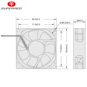 Custom 150g DC Cooler Fan Ball Bearing atau Sleeve Bearing 80x80x20 Pendingin Fan