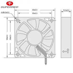 Frame Plastik PBT DC 12V pendingin kipas 60x60x10 Output sinyal Opsional