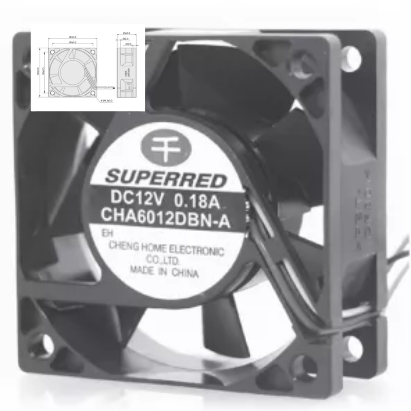 Kipas Pendingin DC Hangat / Microwave / Kulkas AWG26 Kawat Timbal Hitam 60x60x25 12V Fan